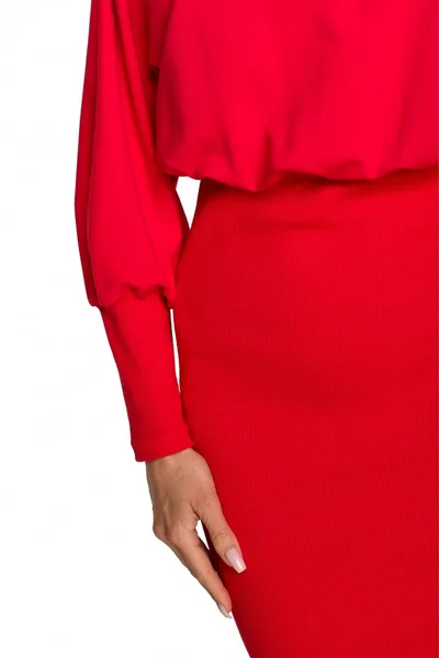 Dámské E835 Pletené dámské šaty v kombinaci jednobarevných a jednobarevných barev Moe