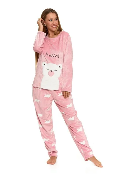 Světle růžové dámské pyžamo s medvídkem Moraj