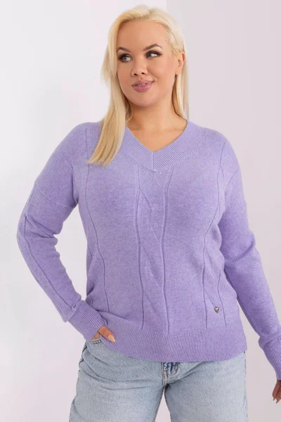 Lila dámský pulovr pro plnoštíhlé Factory Price