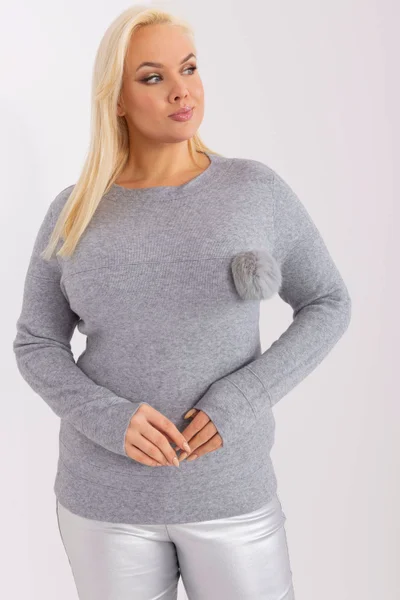 Světle šedý dámský přiléhavý pulovr Factory Price