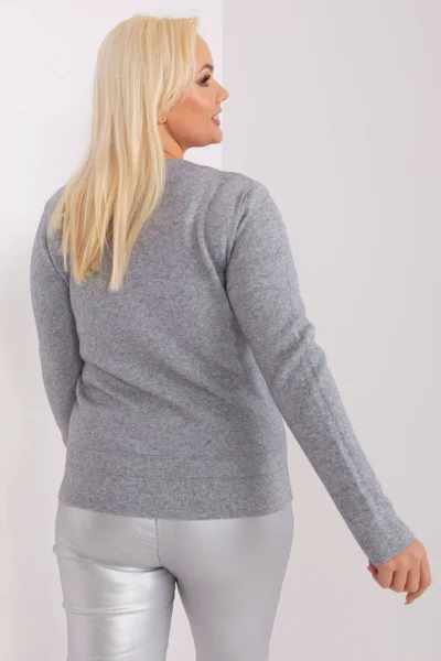 Světle šedý dámský přiléhavý pulovr Factory Price