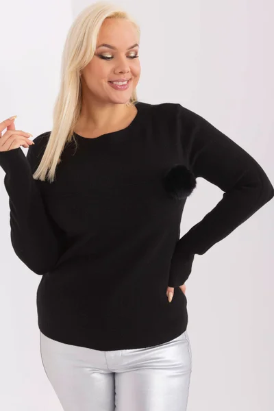 Černý dámský pulovr pro plnoštíhlé Factory Price