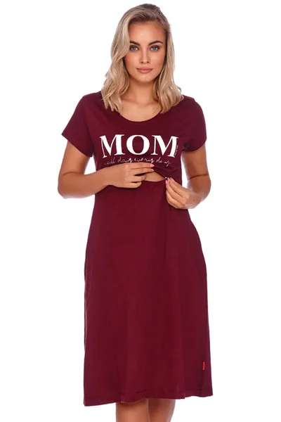 Vínově červená dámská midi košilka MOM DOCTOR NAP