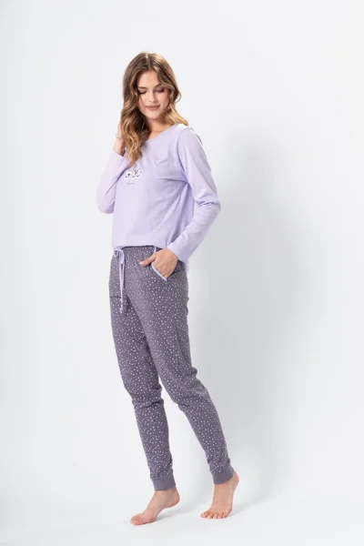 Lila dámské bavlněné pyžamo M-Max