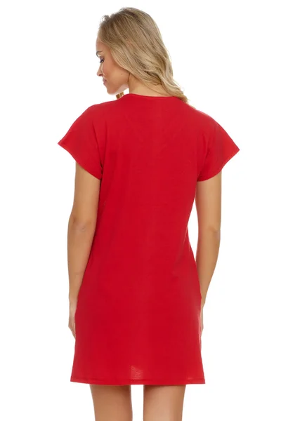 Bavlněná dámská noční košile sportovní styl v červené barvě DOCTOR NAP