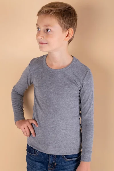 Šedé chlapecké tričko s dlouhým rukávem FPrice