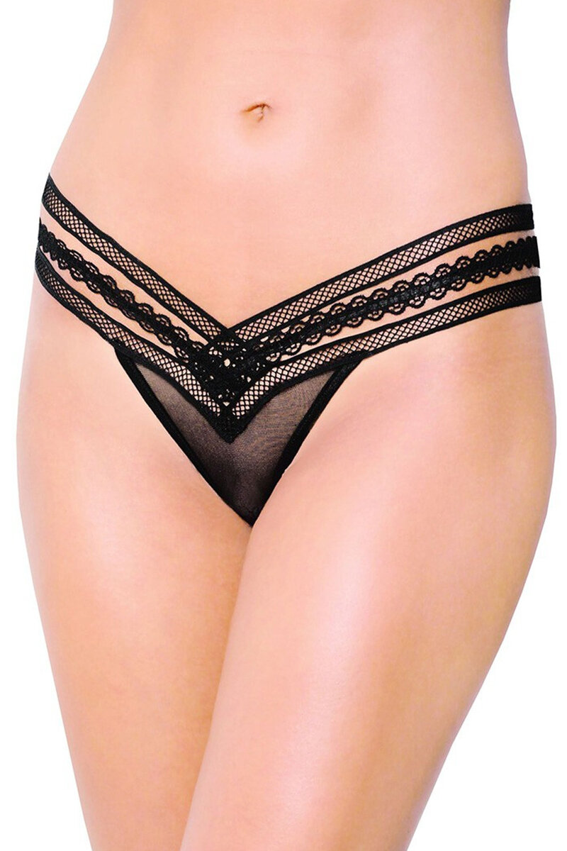 Černá erotická tanga SoftLine collection 2439, černá M/L i41_26395_2:černá_3:M/L_