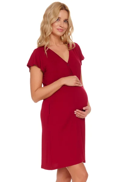 Lehká červená těhotenská/kojící noční košile DOCTOR NAP