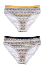 Bavlněné kalhotky s etnickým vzorem Lama 2ks