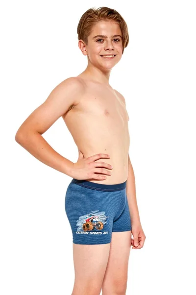 Modré pruhované boxerky pro chlapce Cornette