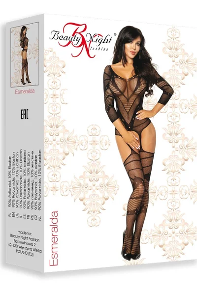 Krajkový bodystocking s dlouhým rukávem Beauty Night Fashion