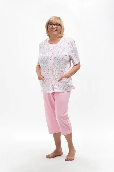 Bavlněné pastelové dámské plus size pyžamo v 3/4 střihu MARTEL