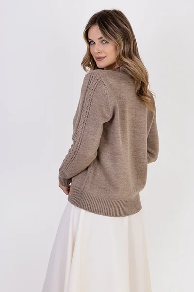 Béžový dámský pulovr na zapínaní MKM