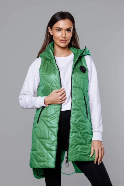 Smaragdová prošívaná vesta s kapucí S'WEST