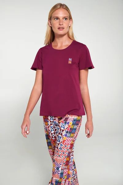 Dámské pyžamo s pestrobarevnými kalhotami Vamp
