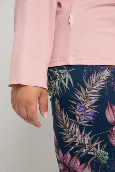 Bavlněné pyžamo se vzorovanými kalhotami Taro plus size
