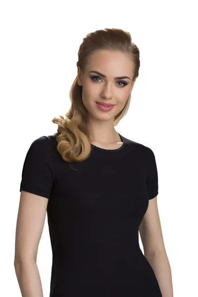 Černé bavlněné dámské tričko s krátkým rukávem Eldar