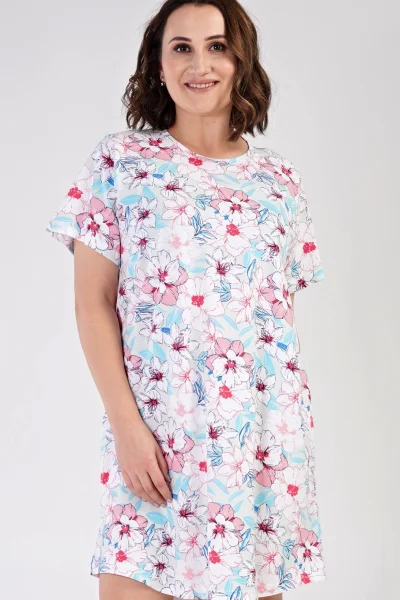 Bavlněná dámská noční košile s květinami Vienetta