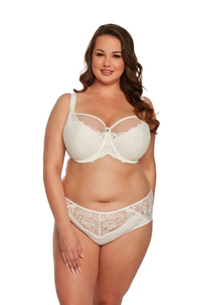 Krémové krajkové kalhotky plus size Gaia