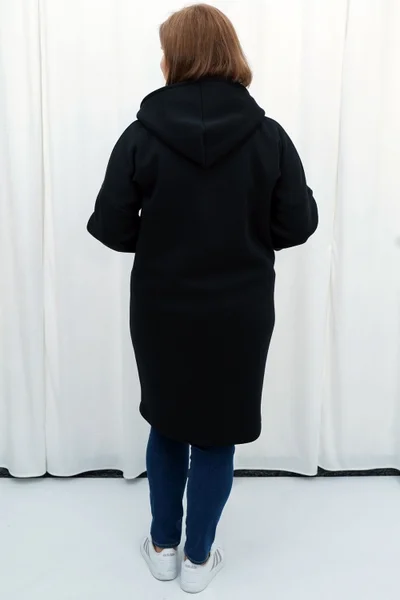 Černý dámský kabát pro plnoštíhlé Karko