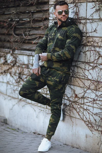 Khaki pánská teplákovka army styl Dstreet