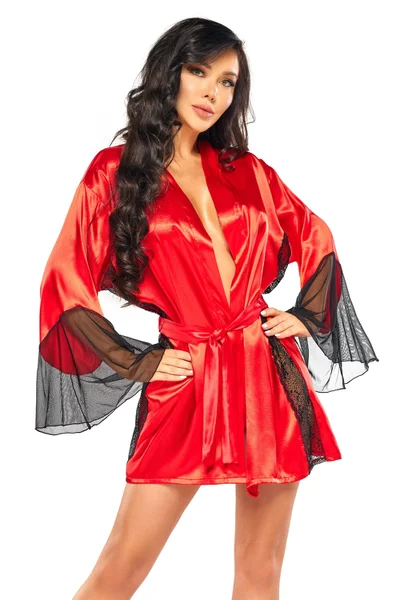 Sexy erotický dámský župánek v červené barvě Beauty Night Fashion