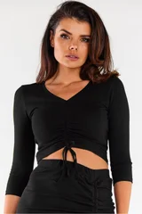 Černá dámská crop halenka V-neck Infinite You