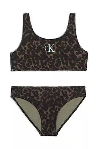 Stylové dvoudílné plavky pro dívky Calvin Klein zvířecí vzor