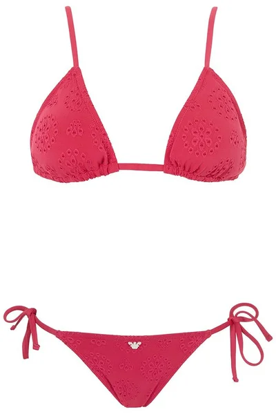 Tmavě růžové dvoudílné dámské bikiny s trojúhelníkovou podprsenkou Emporio Armani