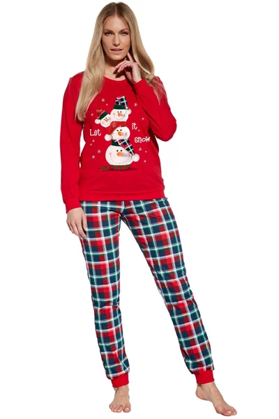 Vánoční pyžamo s potiskem sněhuláků Cornette
