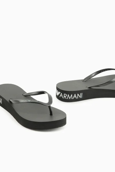 Emporio Armani Dámské Žabky s Nápisem a Zvýšenou Podrážkou