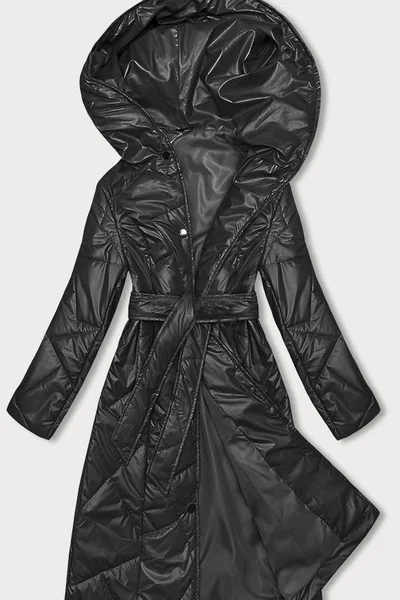 Černý dlouhý dámský kabát S'WEST
