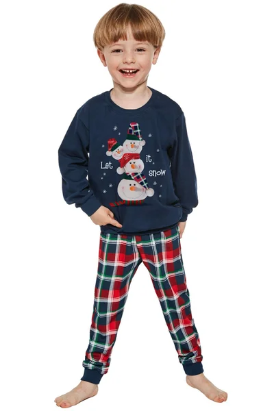 Veselé dětské pyžamo se zimním vzorem Cornette sněhulák