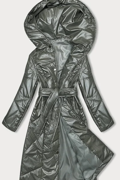 Khaki metalický dámský prošívaný kabát S'WEST