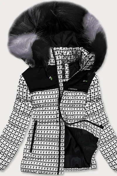 Dámská vzorovaná bunda s kapucí SPEED.A černo-bílá