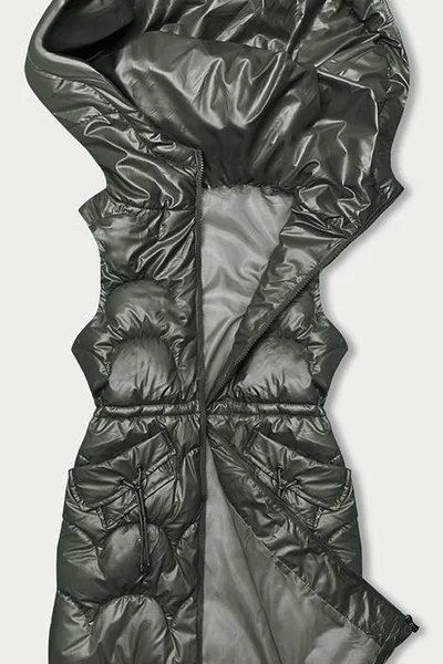 Khaki dámská dlouhá prošívaná vesta S'WEST