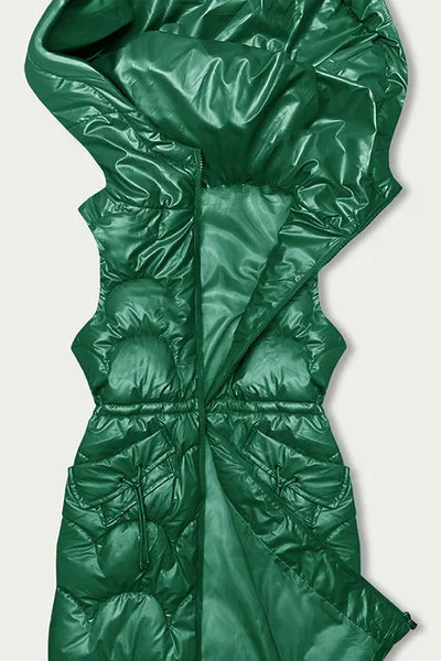Zelená metalická prošívaná vesta s kapucí S'WEST