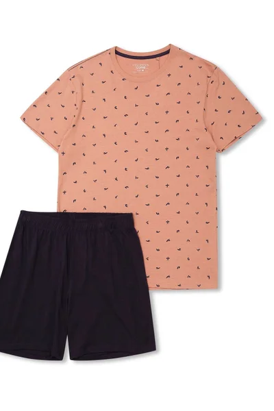 Oranžovo-černé pánské pyžamo se šortkami Henderson