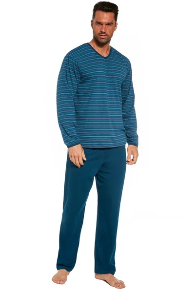 Pánské vzorované dlouhé pyžamo Cornette v modré barvě