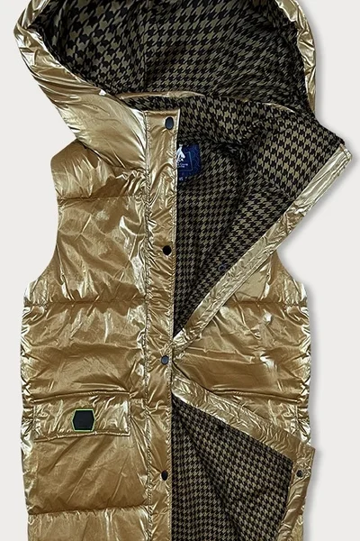 Metalická dámská prošívaná vesta ve zlaté barvě Ann Gissy