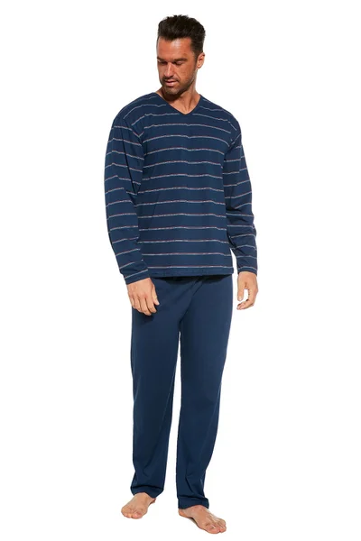 Tmavě modré pánské dlouhé pyžamo Cornette