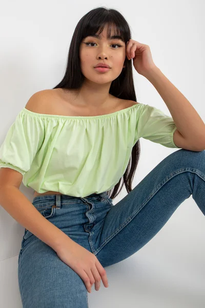 Letní nabíraný zelený crop top FPrice