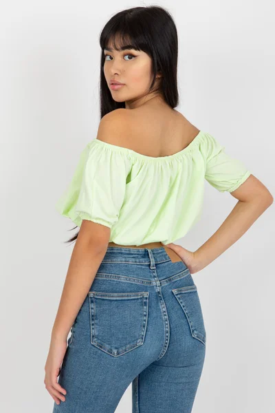 Letní nabíraný zelený crop top FPrice