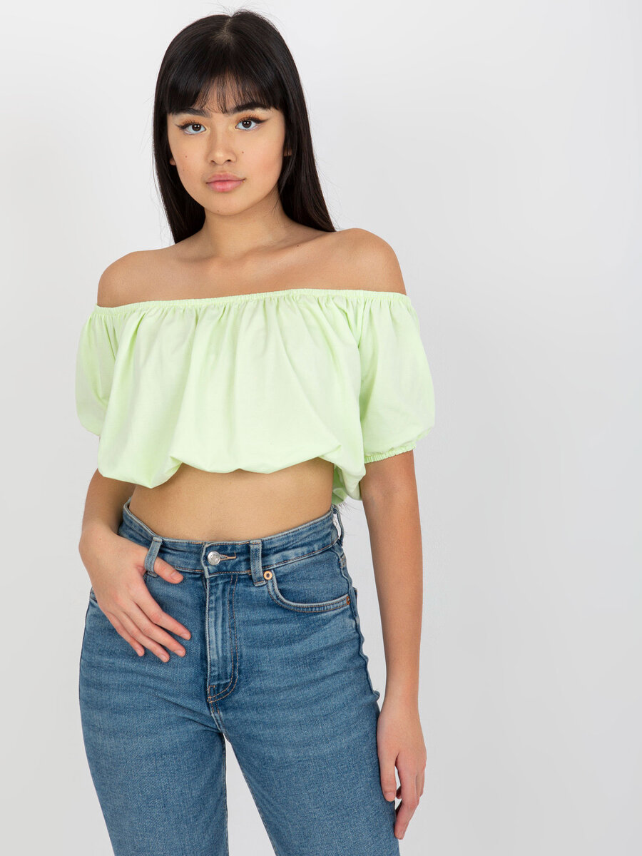 Letní nabíraný zelený crop top FPrice, S i523_2016103345328