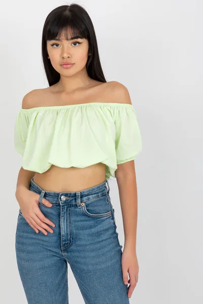 Letní nabíraný zelený crop top FPrice