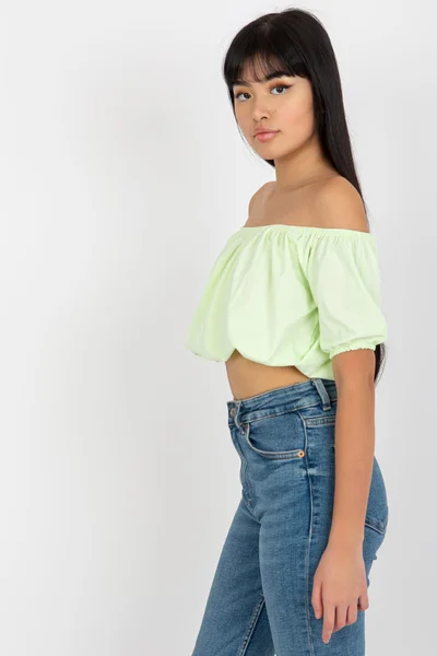 Letní nabíraný zelený crop top FPrice