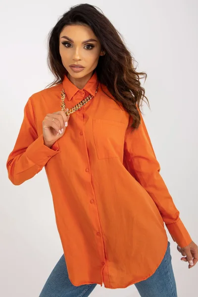 Volná oranžová dámská košile Factory Price