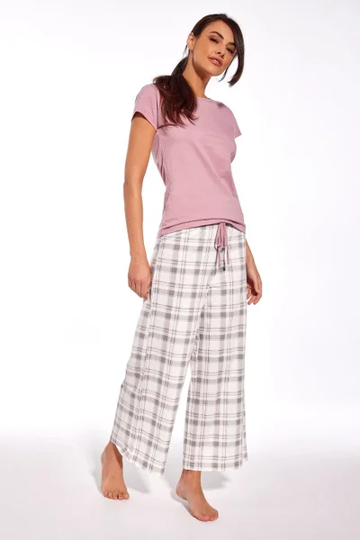 Lehké dámské bavlněné pyžamo s širokými kalhotami Cornette