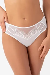 Elegantní jemné bílé dámské brazilky s krajkou Gorsenia Lingerie