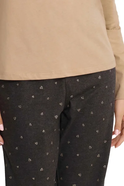 Hnědo-béžové dámské dlouhé pyžamo Henderson